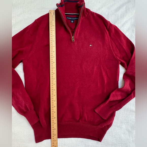 Red Tommy Hilfiger quarter zip sweater size extra small - Picture 2 of 5